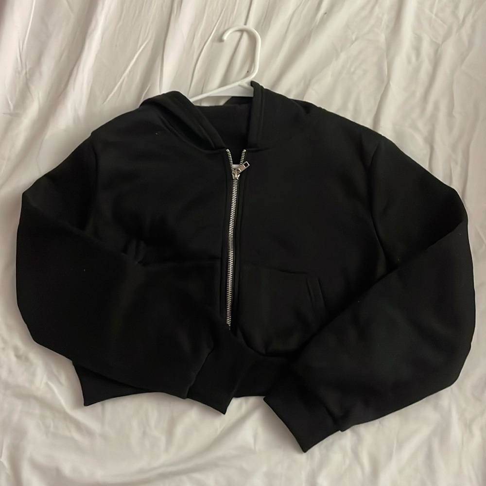 SHEIN black cropped hoodie